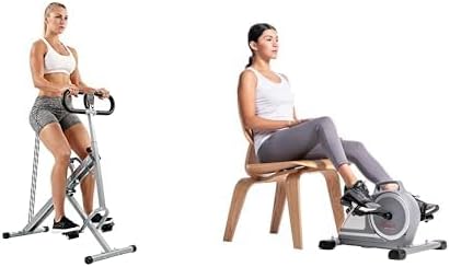 Bundle of Sunny Health & Fitness Squat Assist Row-N-Ride™ Trainer for Glutes Workout + Sunny Health & Fitness Mini Exercise Bike with Carrying Handle