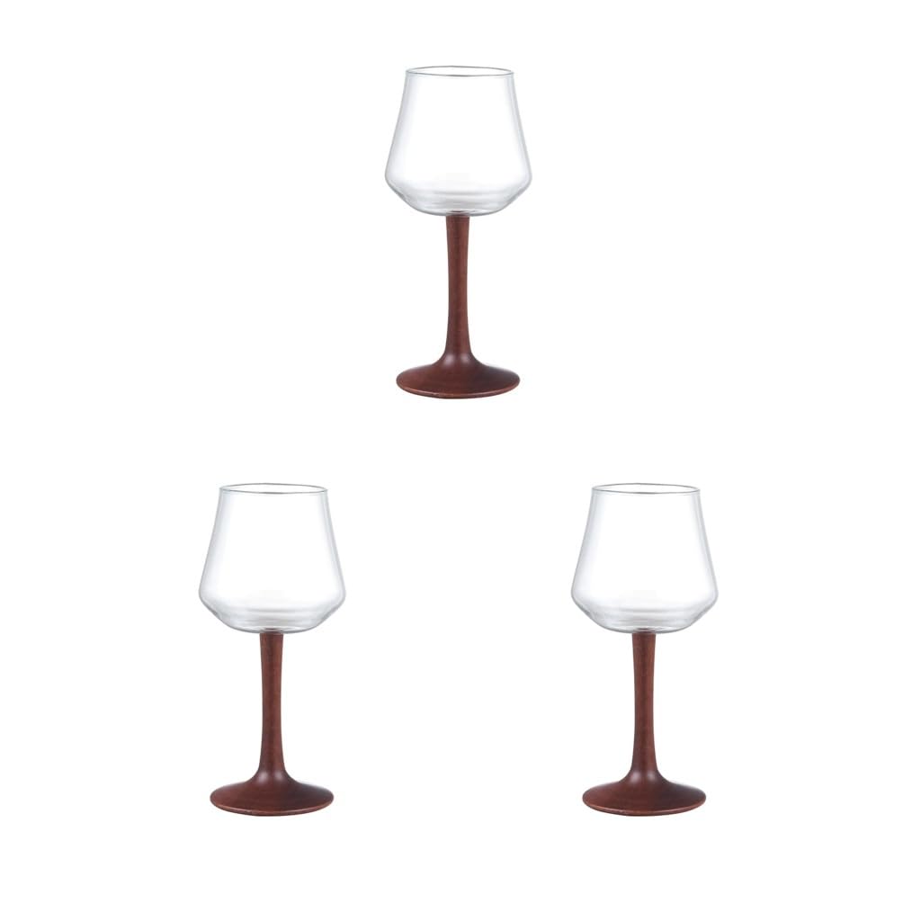 Juego de 3 copas de vino tinto sopladas a mano para fiesta aniversario degustación de vino, estilo 3