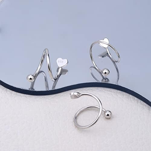 Melighting 20G Twisted Spiral Helix Earrings S-Shaped Helix Piercing Jewellery Sterling Silver Cartilage Hoops Spiral Earrings Conch, Lobe Piercings Earring for Women
