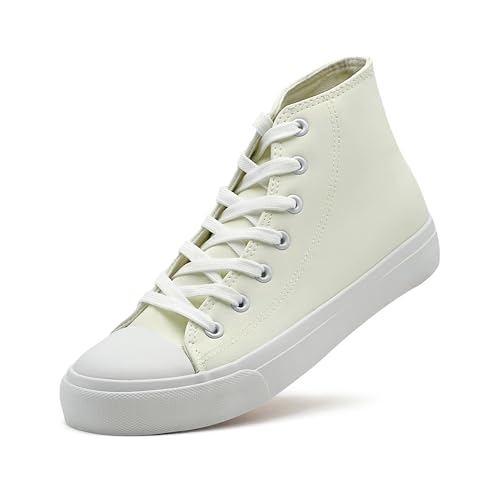High Top Sneakers for Women Men Classic PU Leather Tennis Shoes Lace Up Fashion Breathable Walking Shoes High Tops