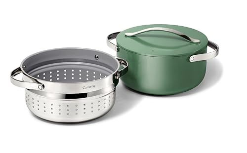 Caraway Nonstick Ceramic Dutch Oven Pot with Lid & Steamer (6.5 qt, 10.5