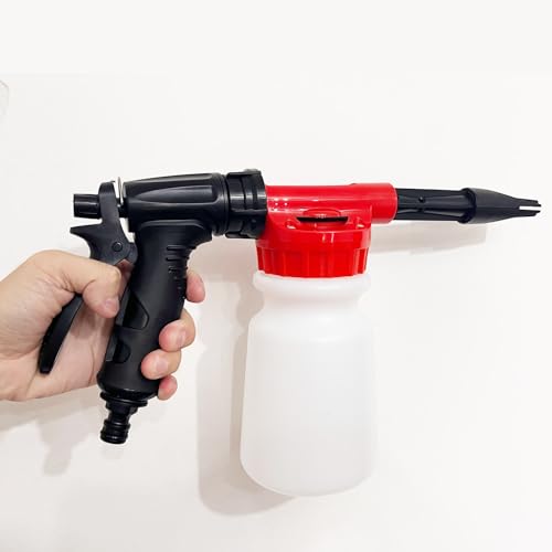 Vixzoid Schaumpistole Auto Schaumlanze 900 ml Schaumkanone Verstellbare Schaumpistole für Gartenschlauch SchaumsprüHer für Autowäsche, Haus, Gartenwäsche (rot)
