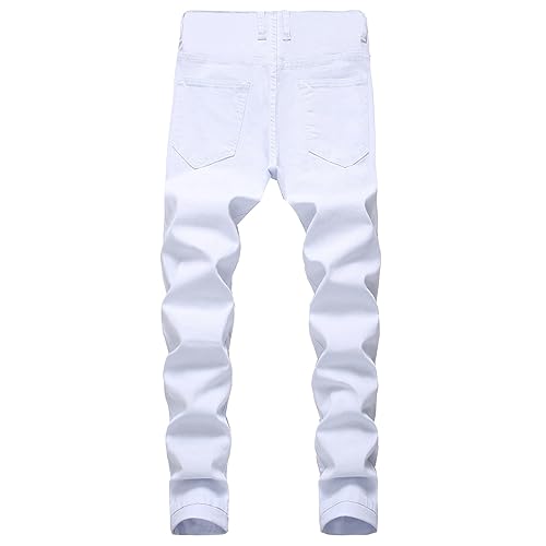 Men's Ripped Stacked Jeans for Men Skinny Stretch Distressed Slim Regular Fit Denim Pants2