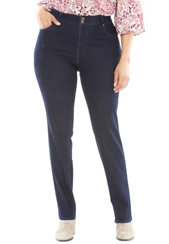 Woman Within Plus Size Womens Plus-Size Secret Solutions; Tummy Smoothing Straight-Leg Stretch Denim Jeans