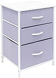 Sorbus Nightstand with 3 Drawers - Furniture Storage Chest Tower Unit for Bedroom, Hallway, Closet, Office Organization - Steel Frame, Wood Top, Pastel Fabric Bin (Purple)