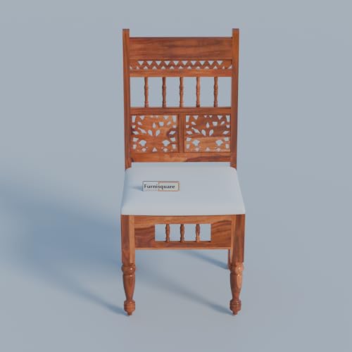 Image of Solid Sheesham Wood 6 Seater Dining Table Set | Six Seater Dinner Table with 6 Cushions Chairs | Dining Table Set 6 Seater for Living Room, Kitchen & Home | Honey Finish