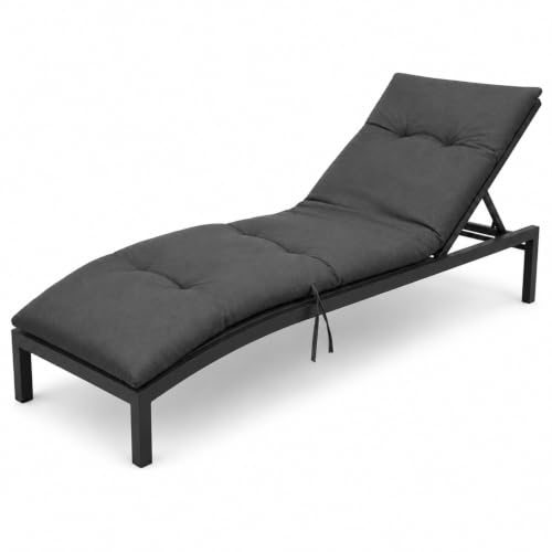 Meteorwi Home   Cojín para Tumbona Acolchado y Grueso, Colchoneta Cómoda para Exterior, Ideal para Jardín, Piscina, Terraza, Playa y Balcón (Gris Oscuro, 180x55cm)