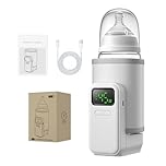 Portable Bottle Warmer, Even Heating with 6 Temperature Gears & Digital Display,Rechargeable Milk Heating Sleeve,Bottle Keep Warmer for Breast Milk/Formula Warming for Travel Home Outdoor