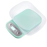 Bidisky Lebensmittel-Küchenschüsselwaage, digitale Unzen und Gramm zum Kochen, Backen, Mahlzeitenvorbereitung, Diät und Gewichtsverlust, 3 kg EO7, Mintgrün Ag7, M