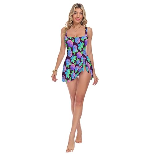 Maillot de bain une pièce push-up violet dégradé à bretelles larges pour femme