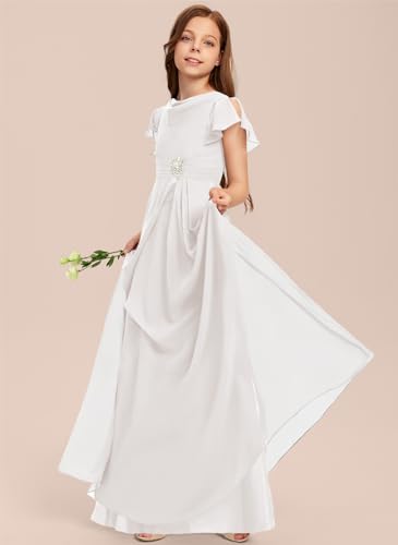 A-line Scoop Floor-Length Chiffon Junior Bridesmaid Dress with Rhinestone Flower Girl Dress for Teen Girls Wedding3