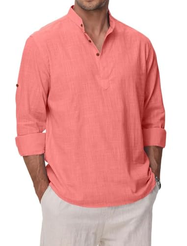 Image of Macsivo Men's Cotton Blend Solid Short Kurta with Regular Lenth Mandarin Collar Short Button Placket Rolled up and Full Sleeves Kurta for Men