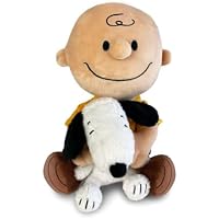 Peluche PEANUTS CHARLIE BROWN y en brazos el perrito Snoopy - de
