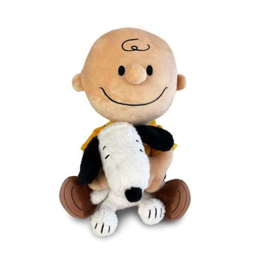 Peanuts Peluche CHARLIE BROWN y en brazos el perrito Snoopy - de colección - Altura 15 cm - Multicolor