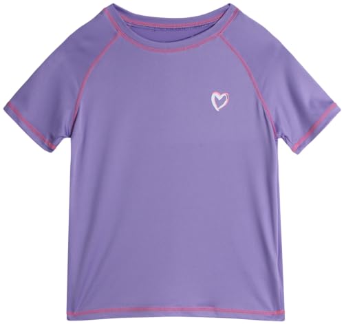 Pink Platinum Girls Rashguard - UPF 50+ Sun Protection Quick Dry Short Sleeve Swim Shirt Rash Guard for Girls (Sizes: 2T-16)