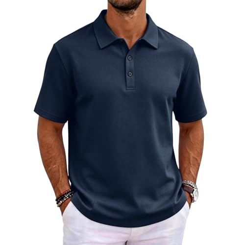 Polos Manga Corta Hombre, Ropa de Verano, Trekking Bolsillo Basica Deportivo Deporte Camisa Tecnico Talla Grande Running Algodon Tenis Verano Camisas Poliester Polos para Hombre, L