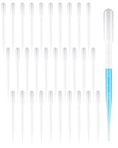 Acual 30 Pièces Pipette, 3 ML Pipette Graduée, Pipette de Transfert en Plastique, Longueur 155 mm, pour Laboratoire, Huiles Essentielles, Mélanger des...