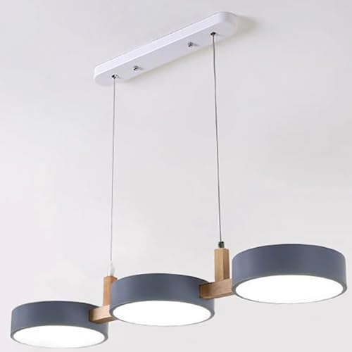 3-Lights LED Chandelier Pendant Light Fixture,Wooden Hanging Ceiling Lights Sconce 45W Indoor Lighting Ajustable 3000-6000K Hanging Lamp Grey for Dining Living Room Kitchen Island Pendant Lights by Liudefa - Used condition - US$61.75