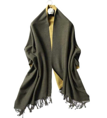Écharpe en cachemire sauvage double face homme femme, châle vert chaud hiver épais uni