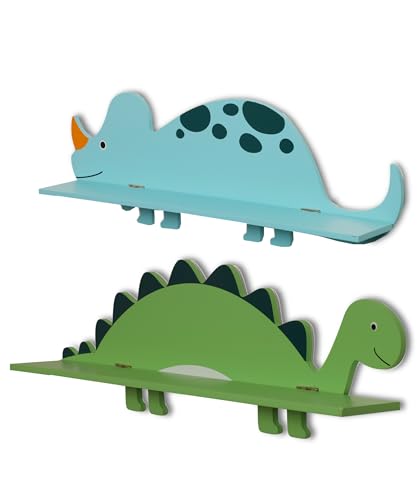 2 Piece Dinosaur Shelf Set for Kids Room - Includes