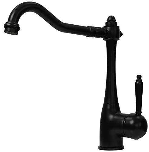 Preisvergleich Produktbild Schwarze Retro Küchen Einhebel Spülbecken Armatur Schwenkbar Sanlingo