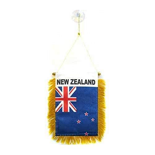 Image of AZ FLAG New Zealand Mini Banner 6'' x 4'' - New Zeleander -Kiwi Pennant 15 x 10 cm - Mini Banners 4x6 inch Suction Cup Hanger