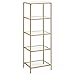VASAGLE Scaffale Portaoggetti a 5 Ripiani, Libreria, Organizzatore Stretto in Vetro per Camera da Letto, Bagno, Studio, Vetro Temperato, Struttura in Acciaio, Colore Dorato LGT029A01