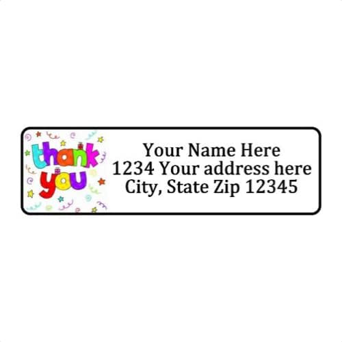 Personalized Thank You Swirls 1/2" x 1.75" Return Address Labels Stickers (800)