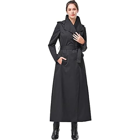 BGSD Women Jessica Waterproof Hooded Long Trench Coat Black Large Cover