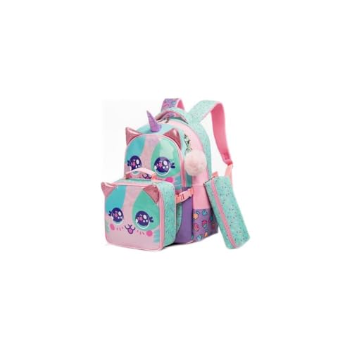Mochila Escolar Panda com Lancheira Térmica e Estojo, Poliéster, 16L, 43x31x12cm, Kit 3 Peças