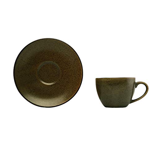 Image of Hitkari Porcelain Bio Matt Cup & Saucer Set of 6 Pair | for Morning & Evening Tea | Material: Porcelain |with Elegant Design |(12 -Pieces,Brown)