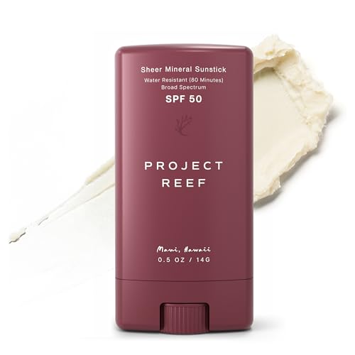 Project Reef SPF 50 Mineral Sunscreen Stick – Compact SPF Stick, Hawaii Reef Act 104 Compliant, Vegan, Ocean-Friendly, Water-Resistant, 0.5 oz