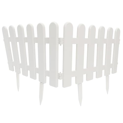 Cabilock 2pcs Plastic Garden Fence Border Edging with Ground Plugs Decorative Picket Fence for Landscape Flower Beds Pathways and Driveways Outdoor Garden Edger Decor