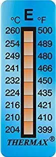 Thermax Temperature Indicating Label Strips, 8 Level, 204 Deg C to 260 Deg C