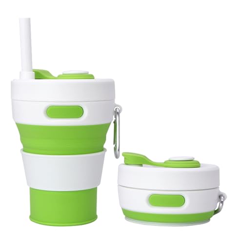 �܂��݃R�b�v �V���R���J�b�v �܂肽���� �R�b�v 450ml ��e�� �R�[�q�[�R�b�v �W�t�� �܂肽���݃J�b�v �X�g���[�t�� �y�� �g�уR�b�v ���@�\ �������R�b�v �|�[�^�u�� �ϗ� �ϔM �g�тɕ֗� �A�E�g�h�A �o�R �L�����v ���s �ʋ� (�O���[��,