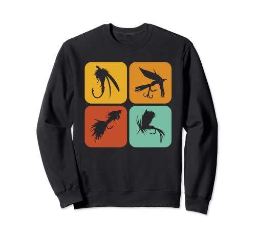 Retro estética pesca con mosca Sudadera