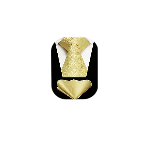 Image of HISDERN Mens Striped Tie and Pocket Square Set Necktie for Men | soft smooth texture, wrinkle-free, neat hand-tied knot, gifting ready, regular 3.4 width, coordinated look, business wedding