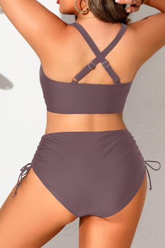 Women Plus Size Two Piece Swimsuit - Tummy Control Bikini Sexy Lace Up Bathing Suits Cutout Swimwear 20252