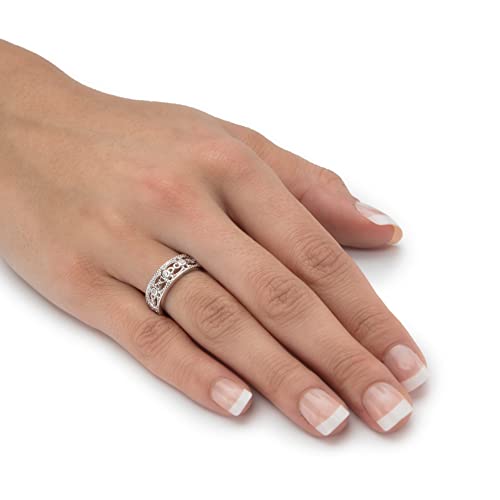 Palm Beach Jewelry Sterling Silver Round Cubic Zirconia Filigree Eternity Ring3