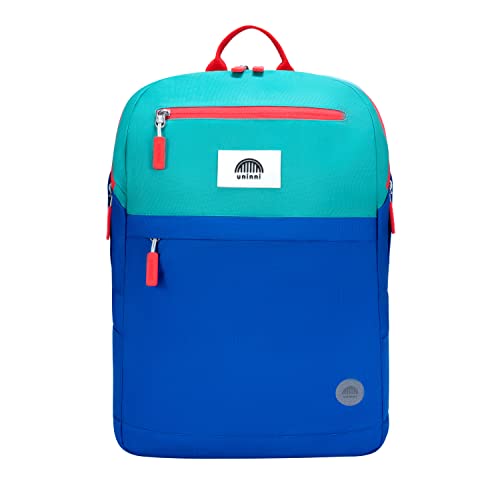 Uninni 16" Kid's Backpack For Girls And Boys Age 6+ With Padded, And Adjustable Shoulder Straps. Fits For Height 3'9" Above Kids (Color Block Blue/Green) #TOP4