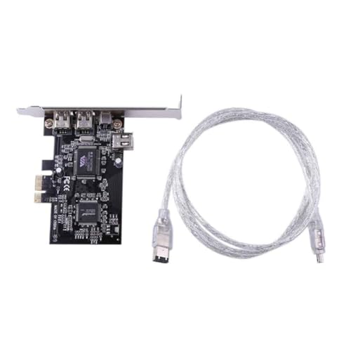 Pluuttiem Tarjeta adaptadora PCIe de 4 puertos (3 x 6 + 1 x ) Firewire 800 IEEE 1394, alta velocidad, 800 Mbps, cable de 6 a , fácil de usar