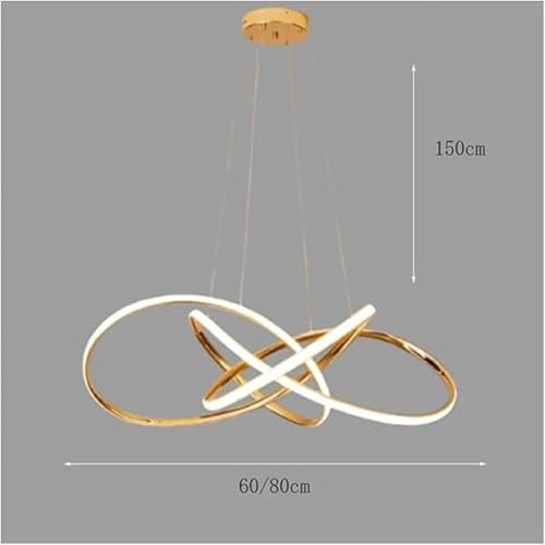 Image of One94Store Modern Gold LED Twisted Pendant Chandelier Light - Tricolour (Warm, Cool & Natural White) - Double Curl Design Jhumar for Kitchen, Dining, Living Room - Fancy Hanging Light