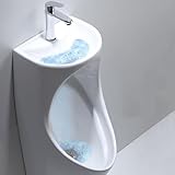 Urinale für Männer, auslaufsicher, mit Wasserhahn und Waschbecken, Keramik-Urinal zur Wandmontage für Erwachsene, ideal für Badezimmer, Hotels, Einkaufszentren und öffentliche Toiletten