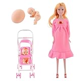 poupées vrai barbie enceinte Interactive Baby Reveal: La caractéristique cachée de bébé-en-tumy permet aux enfants de découvrir doucement et de s'occuper de la poupée de bébé, favorisant la curiosité, la coordination et la responsabilité œil-main;.Comprend un accessoire de chariot / poussette pour le transport réaliste parfait en tant que jeu de rôle enceinte enceinte pour les tout-petits..Jouets pour enfants poupée enceinte avec bébé en ventre
