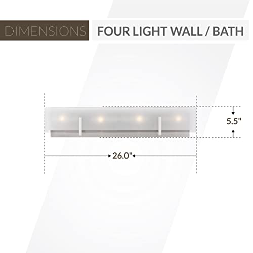 Image of Generation Lighting 4-Light Syll Bath Fixture Wall Lamp (Brushed Nickel) 4430804-962 | Bathroom Light Fixture for Home Decor | Vanity Light Fixture Uses Candelabra E12 Standard or LED Light Bulbs