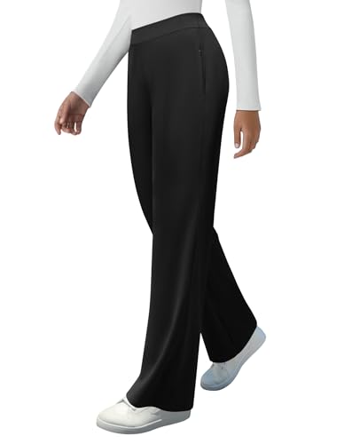 Womens High Waisted Work Suit Wide Leg Pants Side Zipper Pocket Casual Business Dress Pants