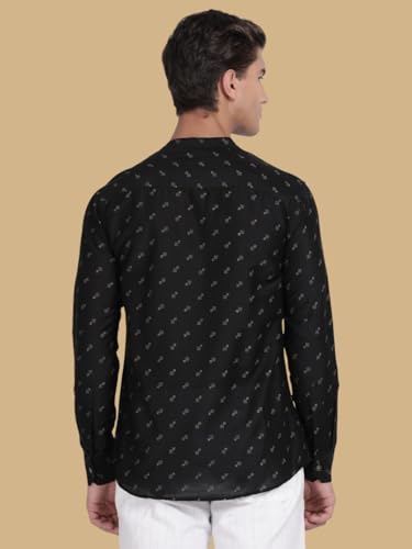 Image of KRYPTIC Men's Full Sleeve Regular Fit Short Kurta in Premium Pure Cotton with Patch Pocket and Mandarin Collar - Perfect Blend of Style and Comfort