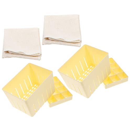 STOBAZA 2 Sets Tofu Maker Pressing Mold Kit Tofu Press Mould DIY Homemade Tofu Tool with Cheese Cloth, Household Tofu Mold Making Box