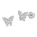 925 Sterling Silver Rhodium Plated Butterfly Cubic Zirconia Screwback Baby Girls Earrings