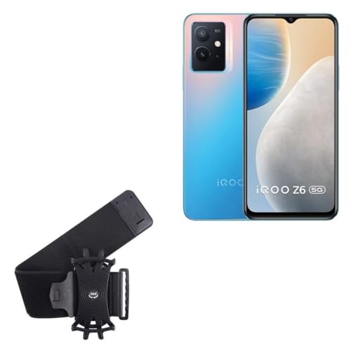 BoxWave Holster Compatible with vivo iQOO Z6 - ActiveStretch Sport Armband, Adjustable Armband for Workout and Running - Jet Black